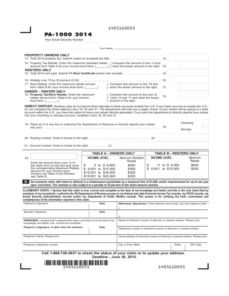 Pa Property Tax Rebate Check Status