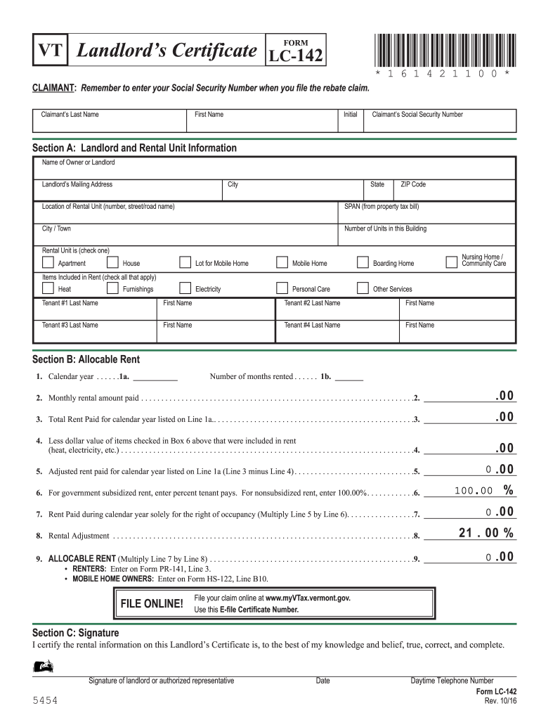 Vermont Landlord Complaint Form Fill Online Printable Fillable