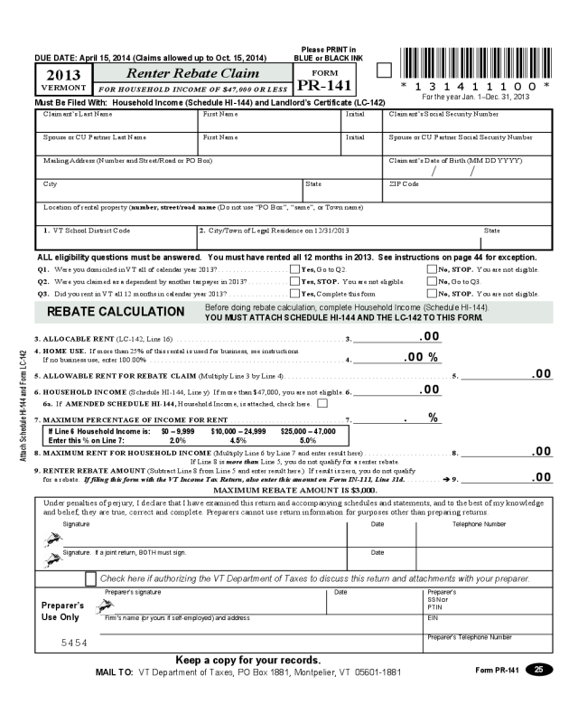 Renters Rebate Sample Form Edit Fill Sign Online Handypdf 